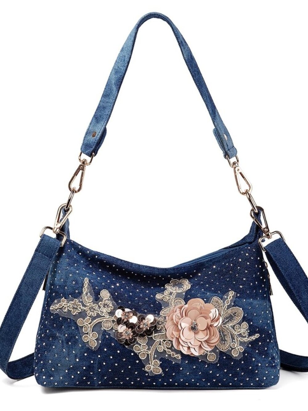 Denim Handbags for Women Top Handle Jean Purses and Handbags Denim Purse with